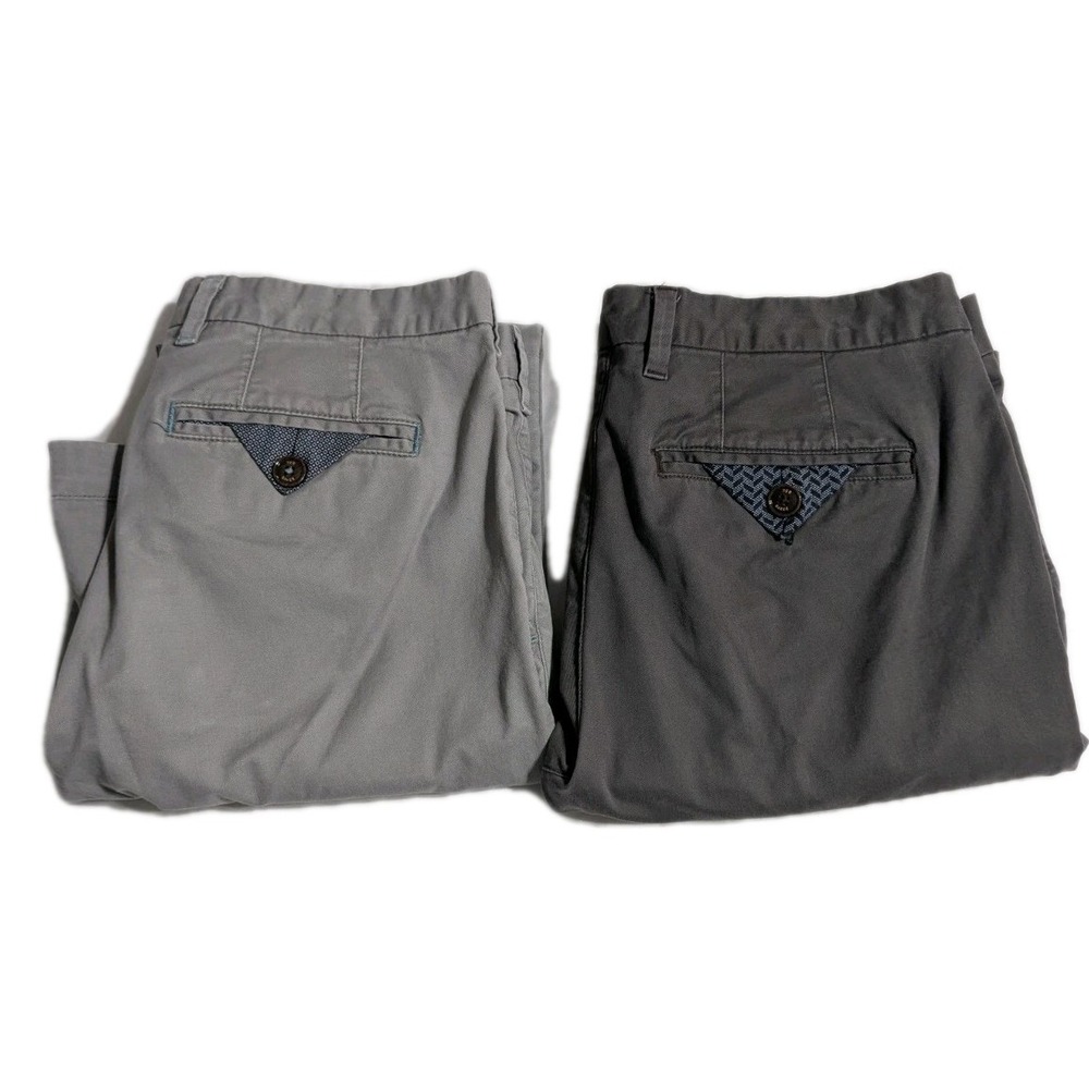 Ted Baker Men's 32R Slim Chinos‎ 2-Pair Gray PROCOR & SERNY Stretch - VGC